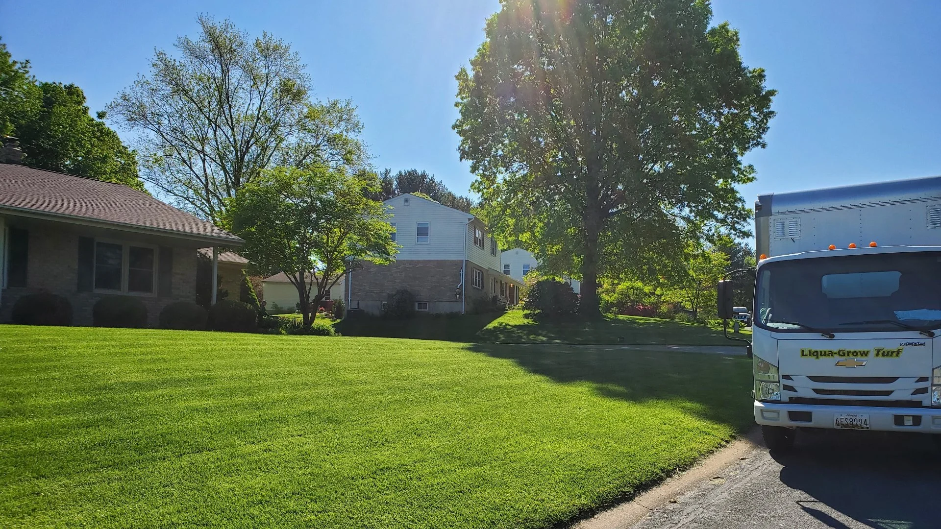 Liqua-Grow Turf truck at a property in Mount Airy, MD.