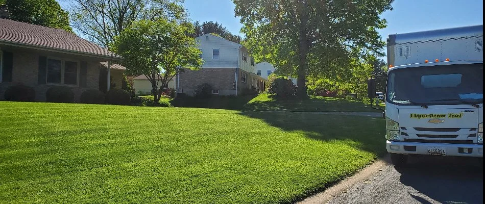 White truck in front of a green lawn in Westminster, MD.